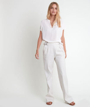 Picture of WALLAS POWDER PINK TWO-FABRIC V-NECK TOP